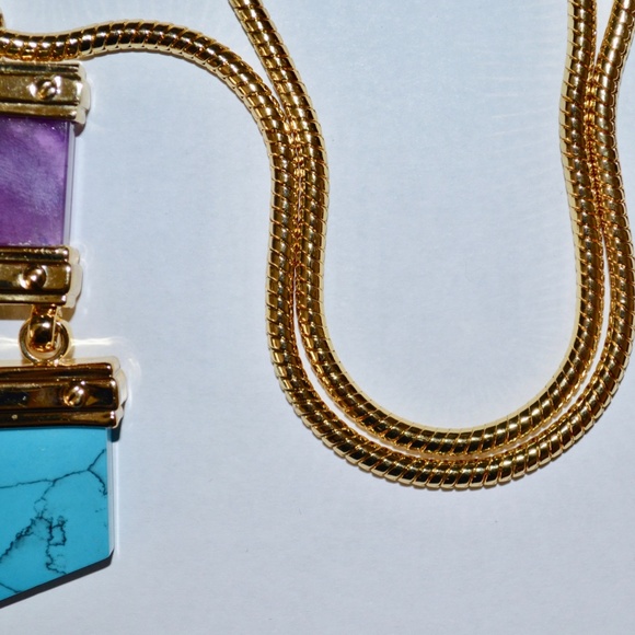 NWT CC SKYE SANTA FE SUNSET GOLDPLATED AMETHYST TURQUOISE LONG NECKLACE - Picture 4 of 6